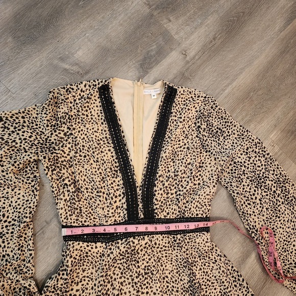 Baltic Born Cha Cha Maxi Dress M Taupe Leopard Black Lace Boho Wedding Guest - Picture 14 of 16